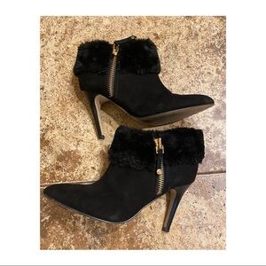 Marc Fisher Black Ankle Boots with Gold Zipper
